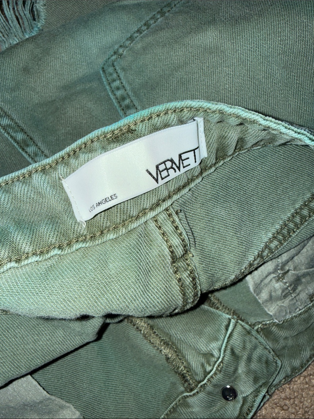 Vervet High-Rise Green Distressed Flare Jeans - Picture 8 of 9
